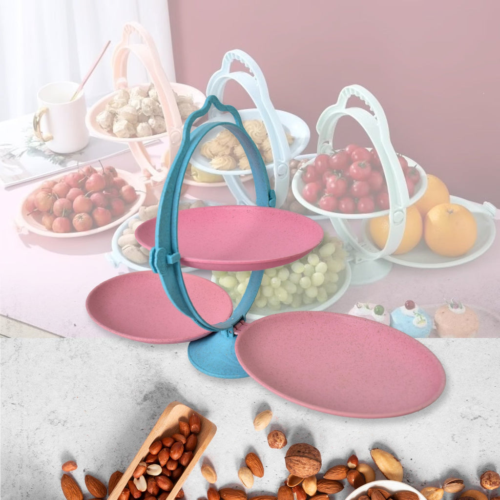 Expanded foldable fruit tray showing multi-layer design