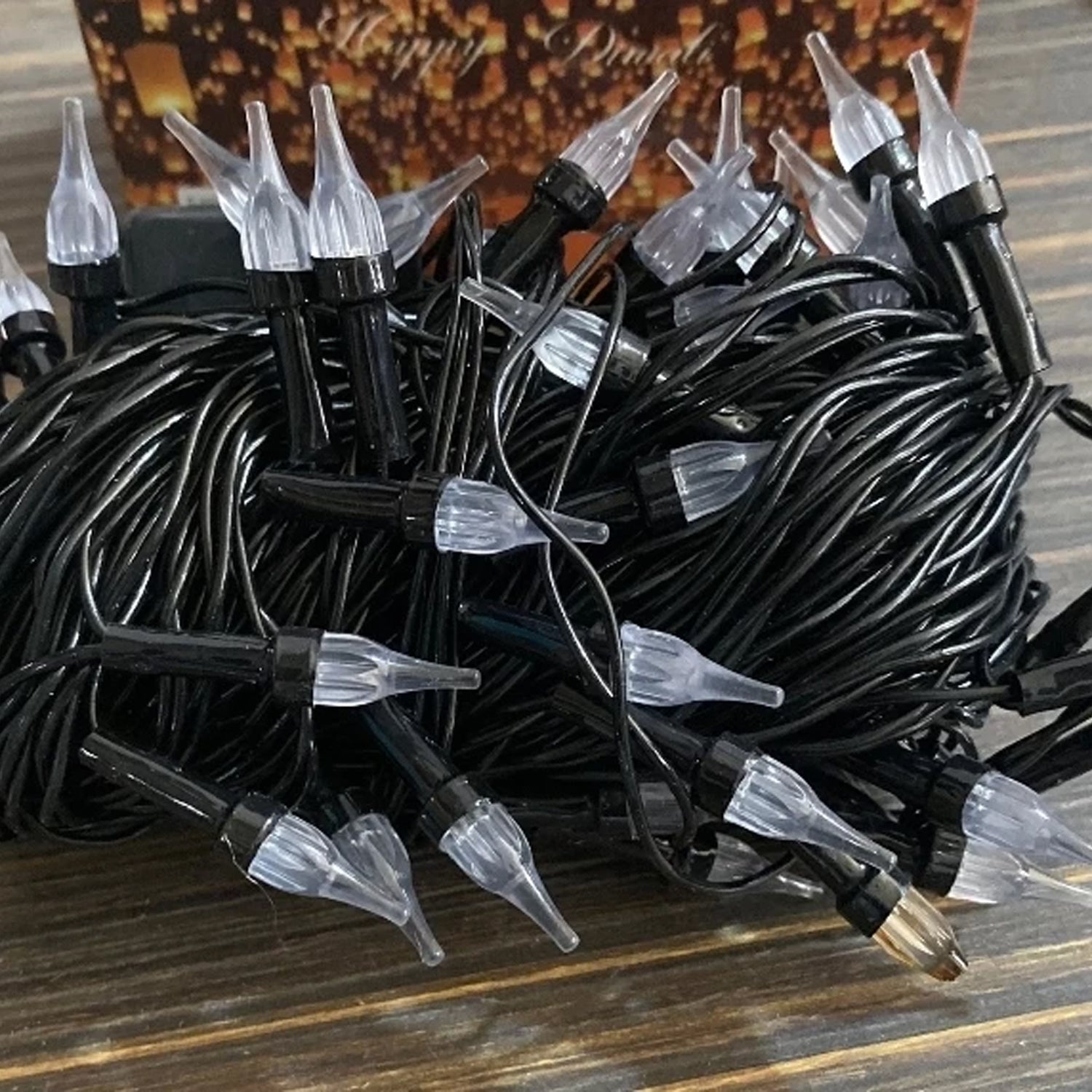 Beautiful flower design LED string light glowing warmly.