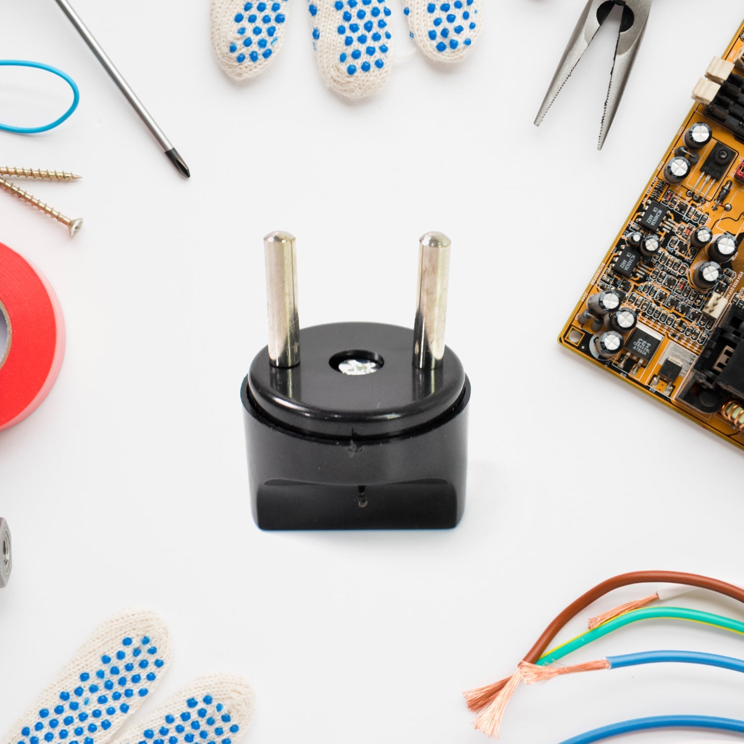 Close-up of 2 Pin Plug Adapter converter pins for Indian sockets