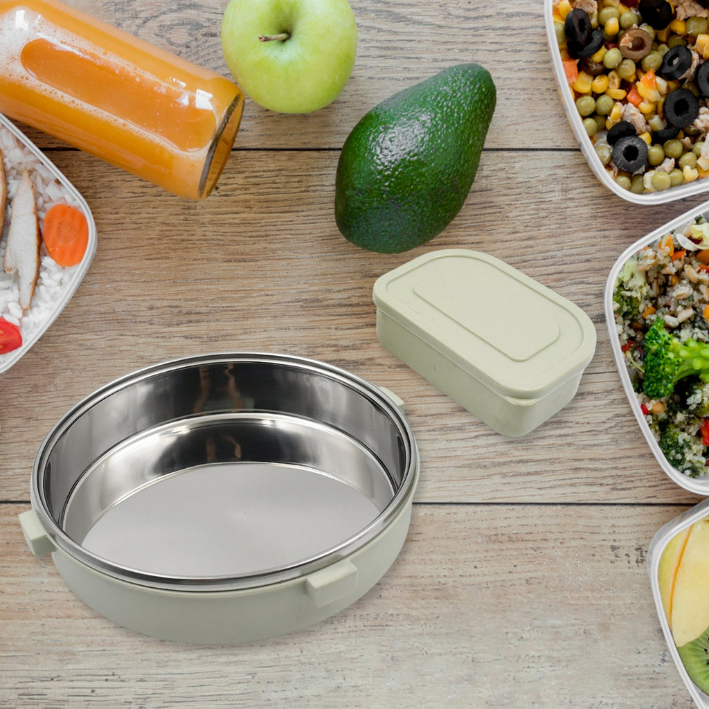 A healthy meal packed inside the eco-friendly Stainless Steel Lunch Box, keeping food fresh.