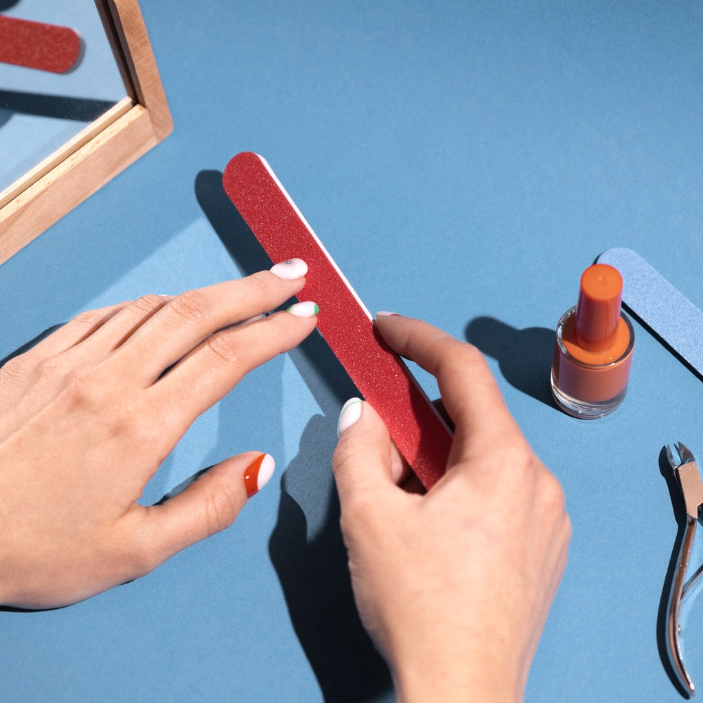 LuxeFile textured surface on professional nail file for fine nail smoothing