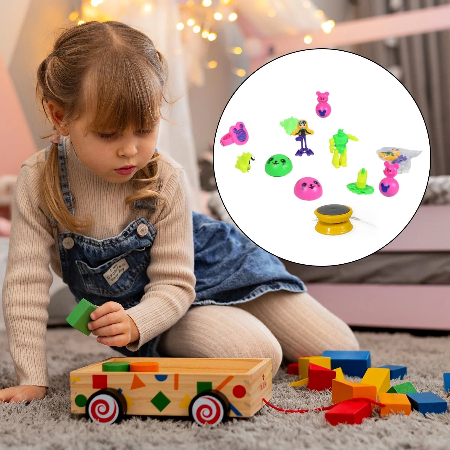 The complete 20-piece kids toy set showcasing the range of play items.