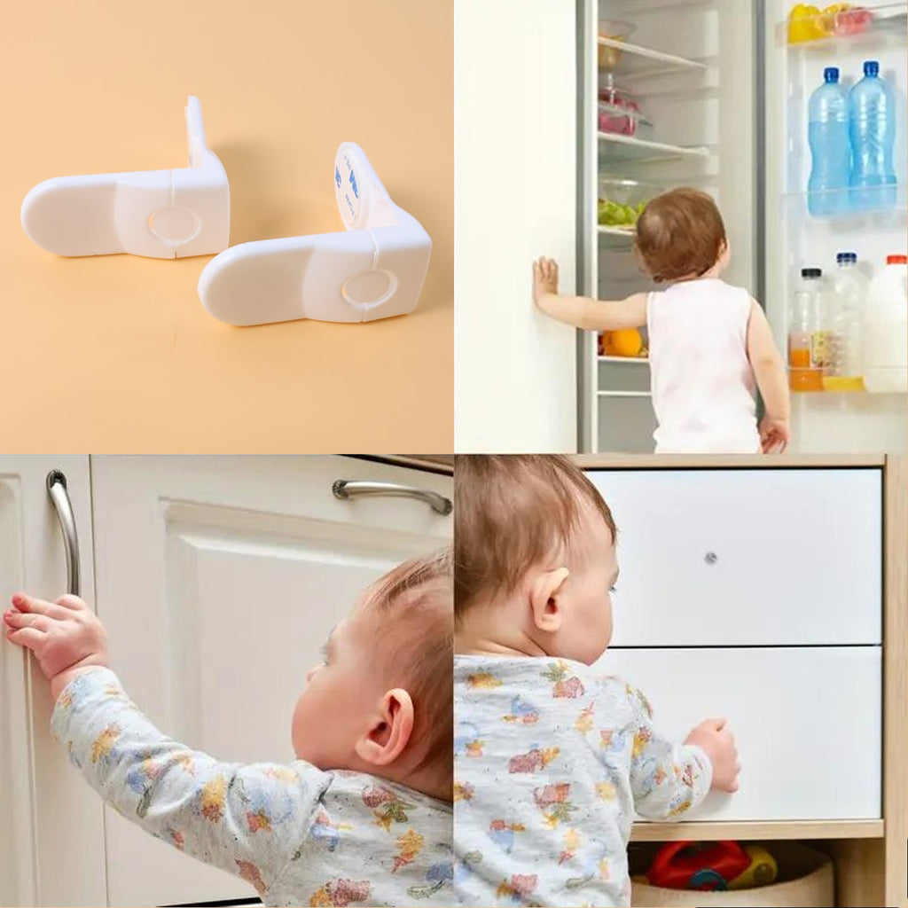 Adhesive side of baby safety lock showing strong 3M backing
