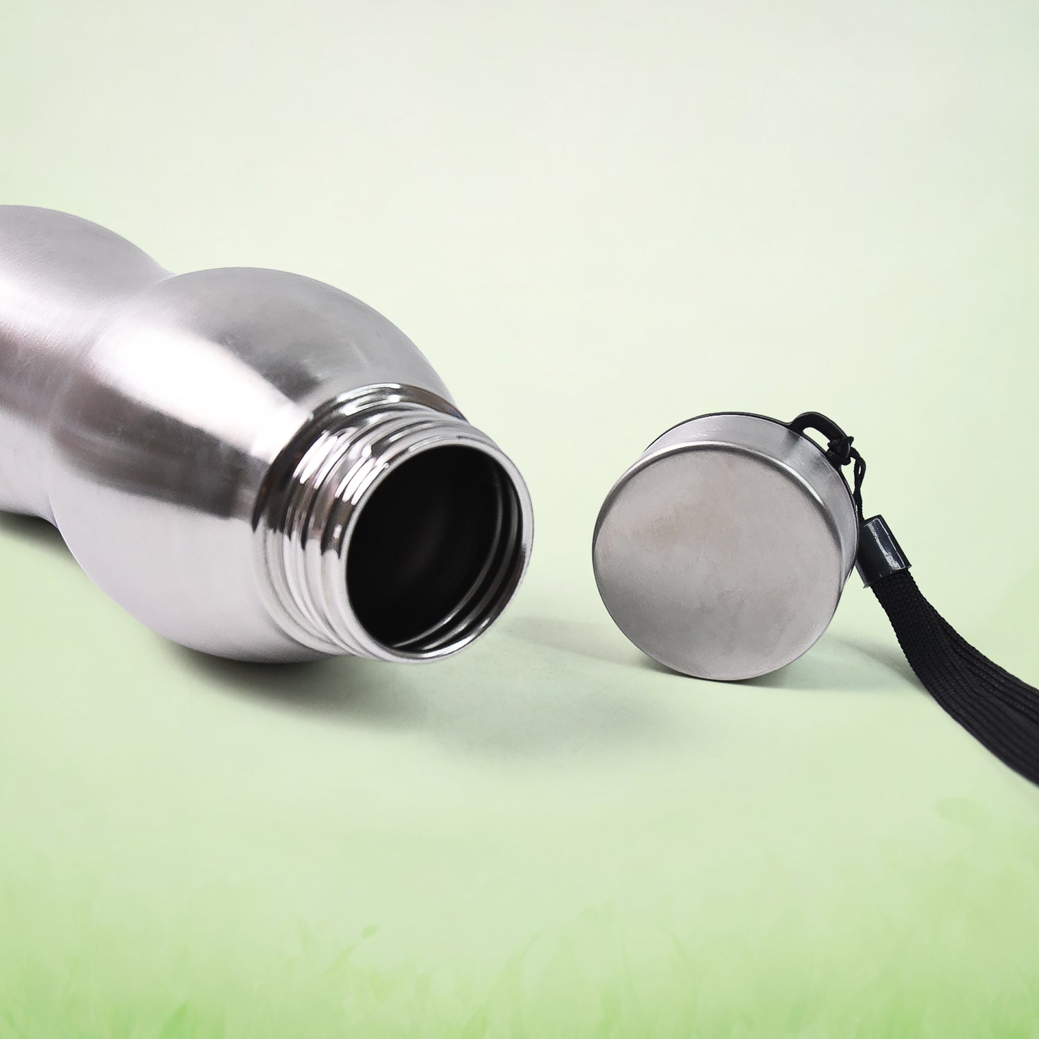 Close-up of durable stainless steel bottle surface