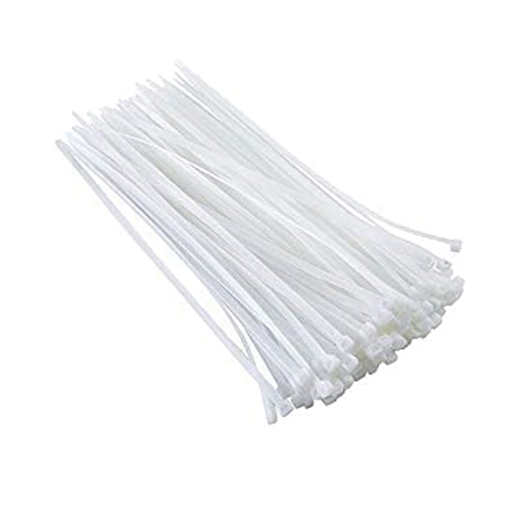 Several black 10-inch heavy-duty nylon cable ties, demonstrating their flexibility and strength.