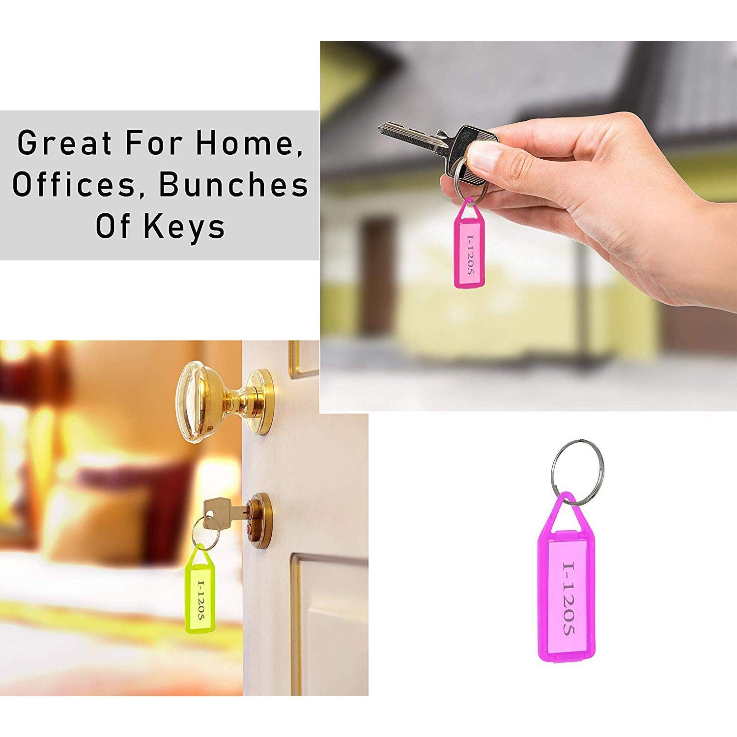 Quick organizer keychain tag with writable label and split ring