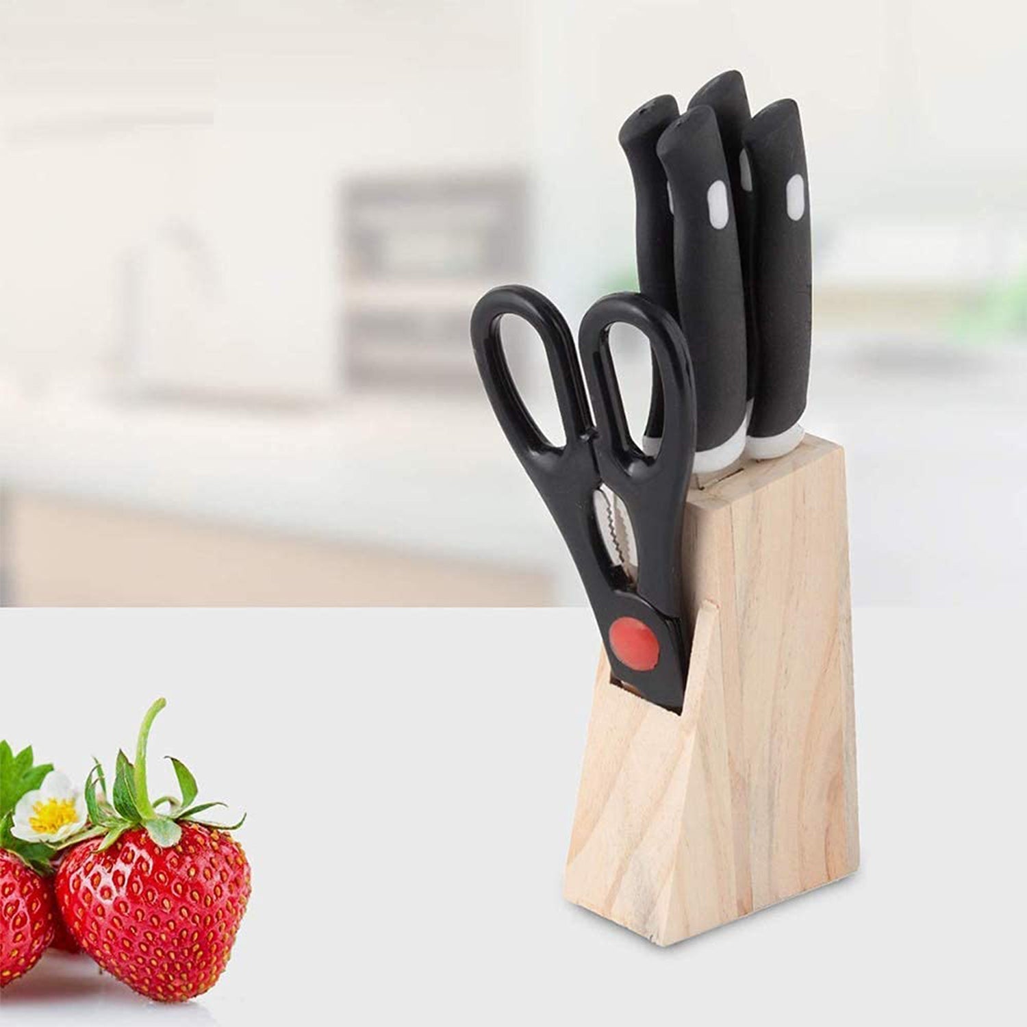 Chef knife set kitchen with durable tempered steel blades and comfortable handles