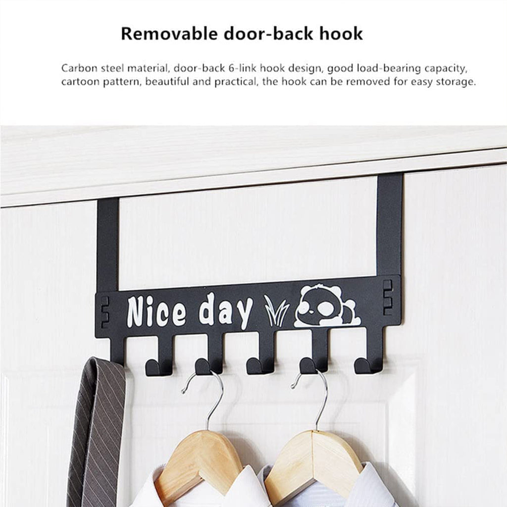 Slim side profile of the over door hook rack, highlighting its space-saving design.