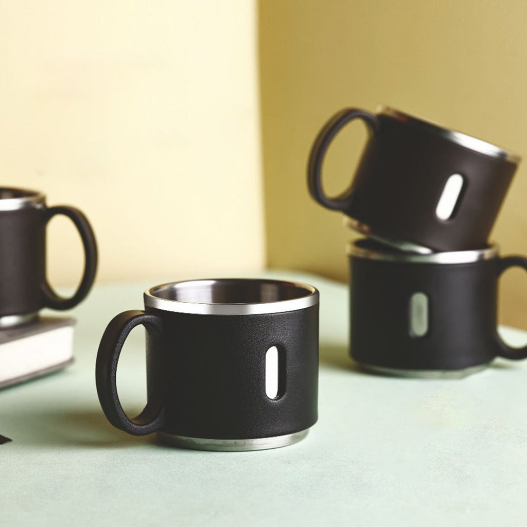 Mirror finish stainless steel coffee mug from the Apex desk mug set