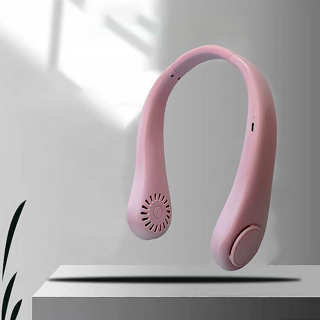Main product shot of the  portable bladeless neck fan.