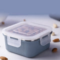 Square stainless steel food storage container 400ml with clear airtight lid