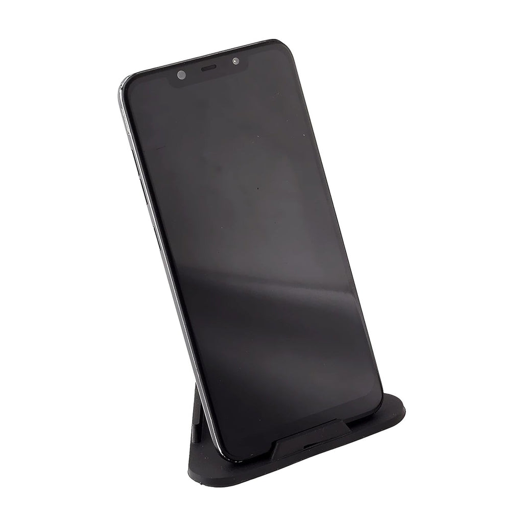 Front view of Black Pyramid Mobile Stand showcasing stability
