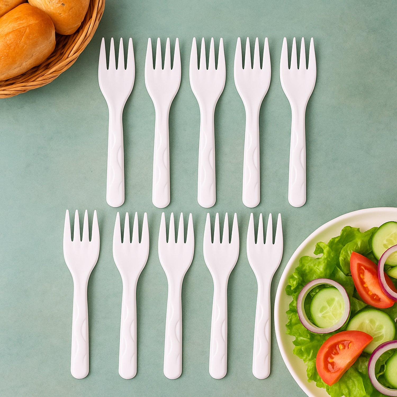 Compostable bagasse fork served with food, ideal for sustainable meals