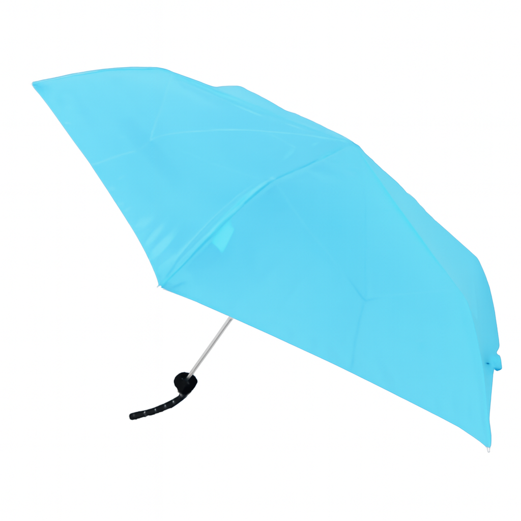 A person holding the DrizzlePro 3-fold umbrella, demonstrating its comfortable grip and ease of use in rainy weather.