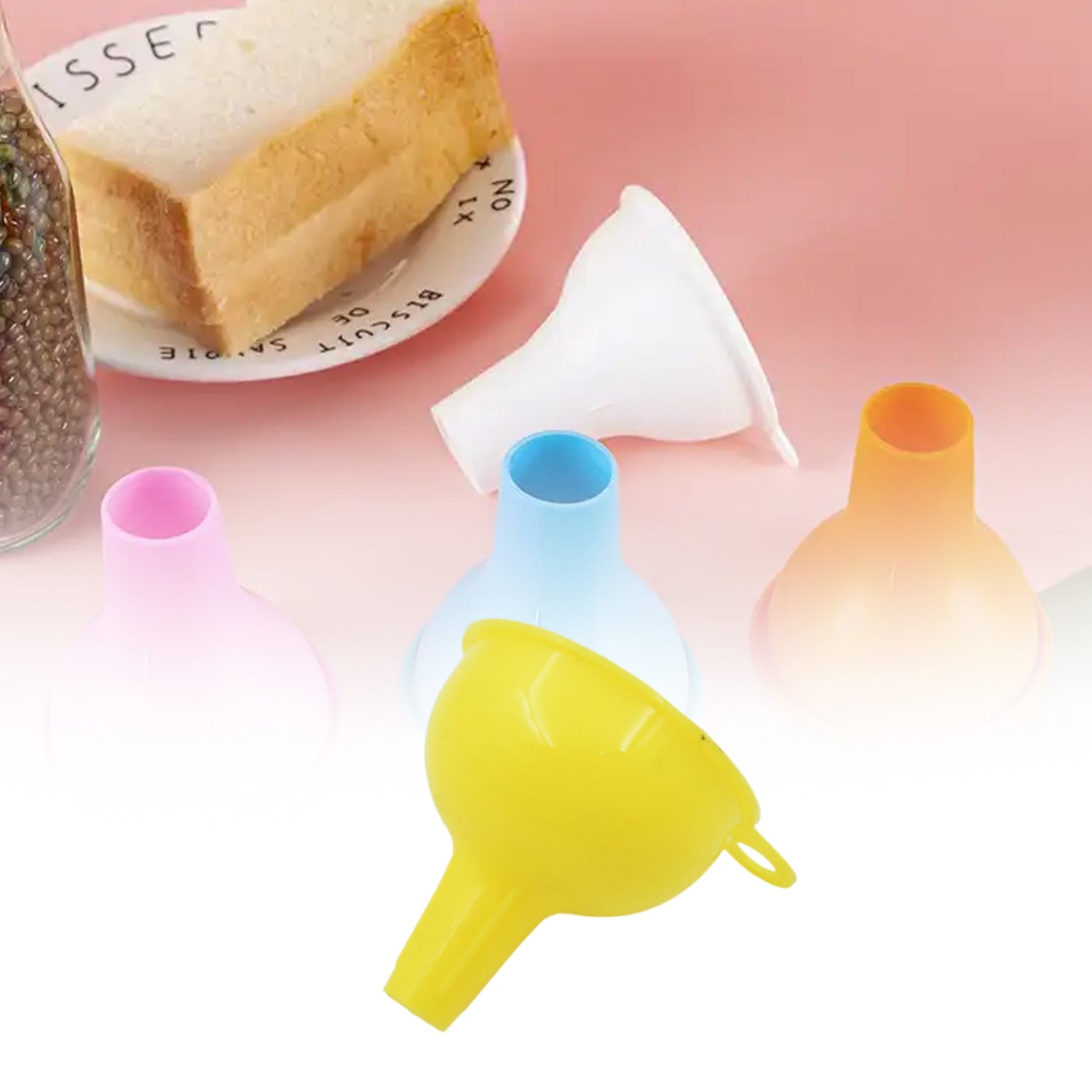 Red food-grade silicone funnel featuring a narrow spout for accurate pouring.