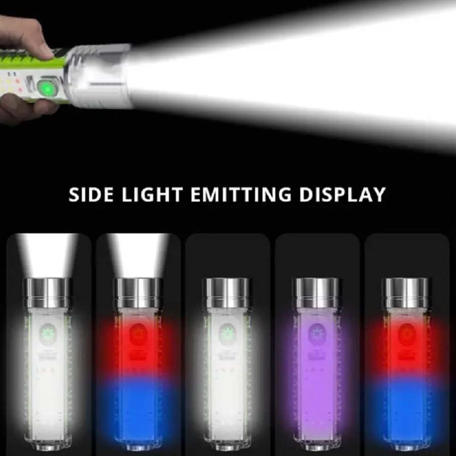 Side view of the mini USB rechargeable flashlight.