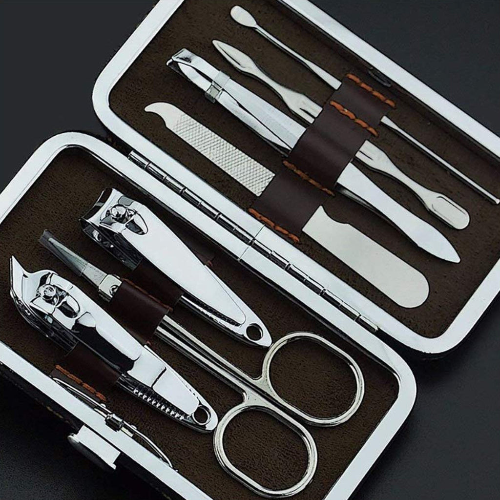 Close-up of the professional manicure pedicure kit tools