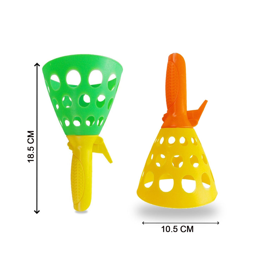Close-up of the catapult ball toy mechanism, highlighting its simple design.