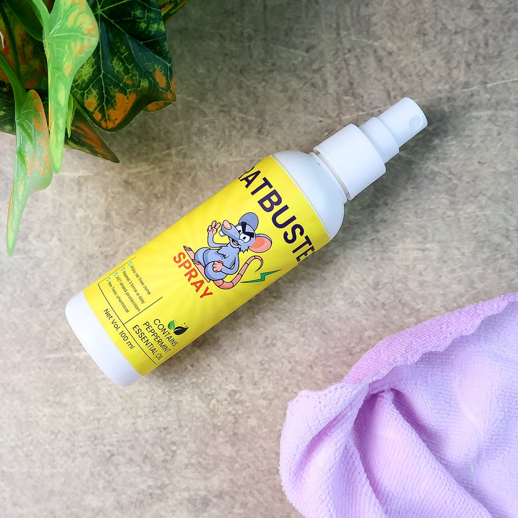 Natural rat repellent spray bottle for rodent control