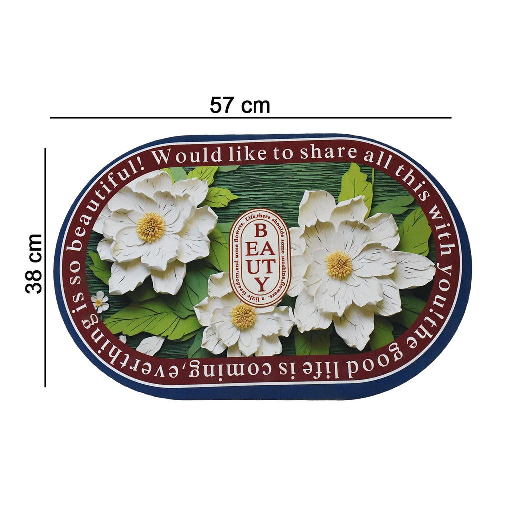 Highly absorbent bath mat in a floral 3D design, perfect for any home.