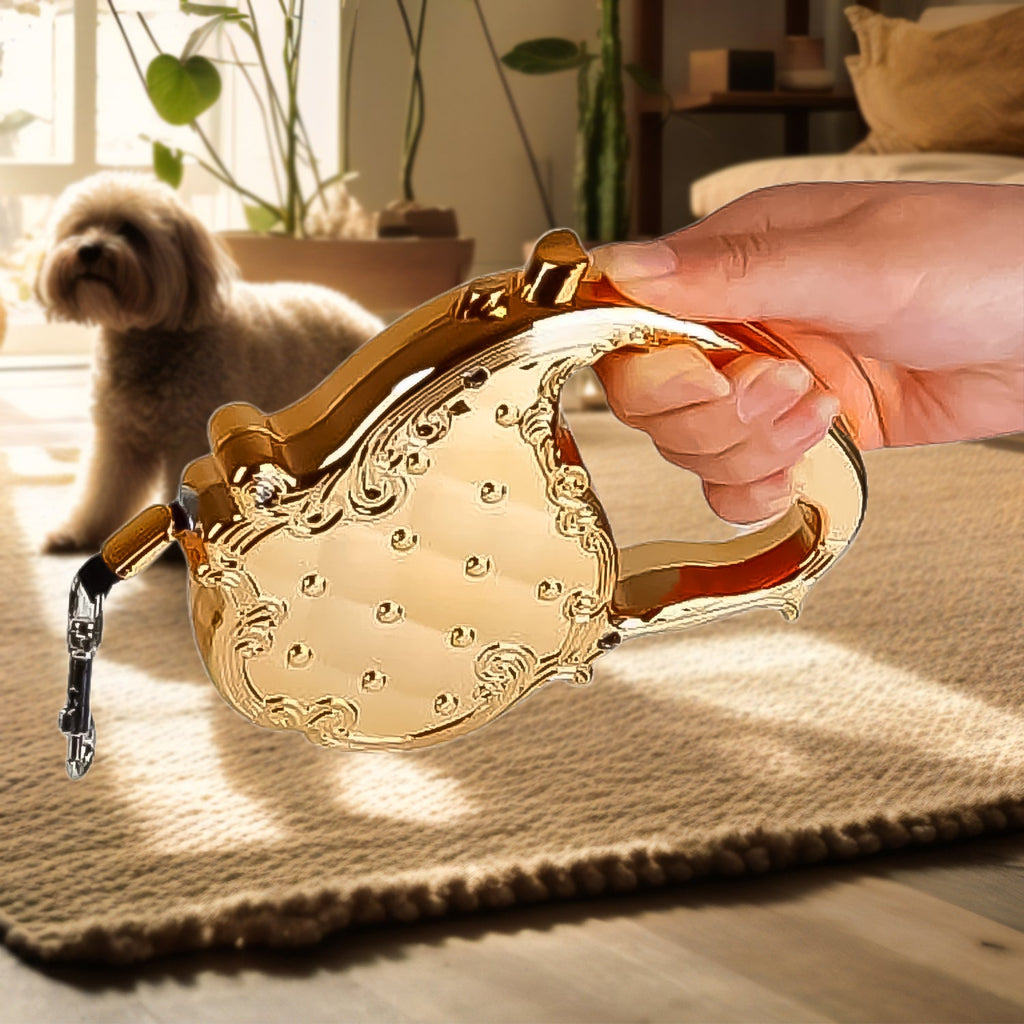 The 3-meter telescopic dog lead extended, showing its durable strap.