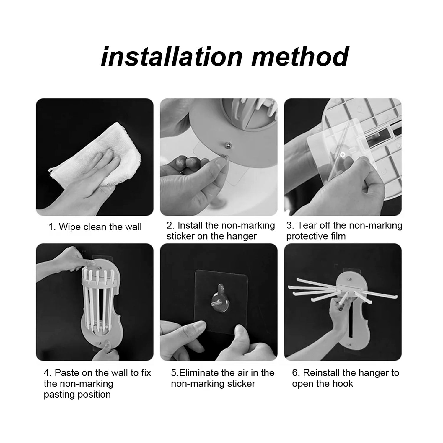 Kitchen utensils hanging securely from the extended hooks of the wall hanger.