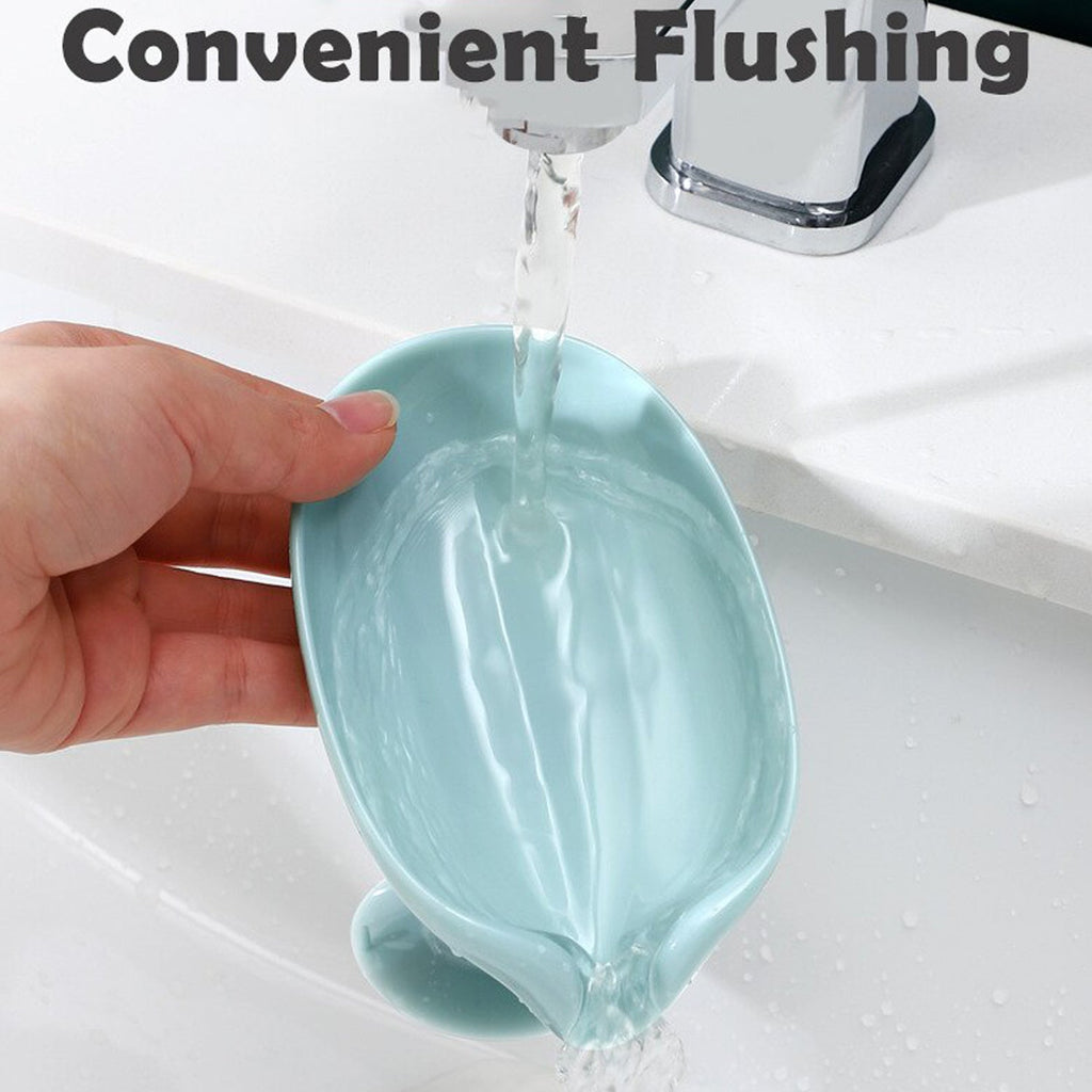 Detailed view of the 45° oblique design of the self-draining soap tray, ensuring no water pooling.