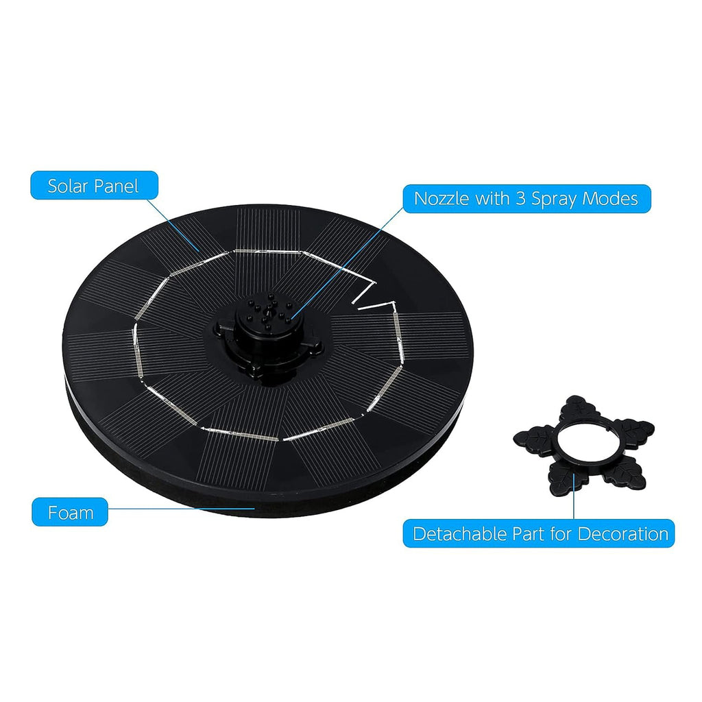 Compact floating solar fountain pump enhancing garden water feature