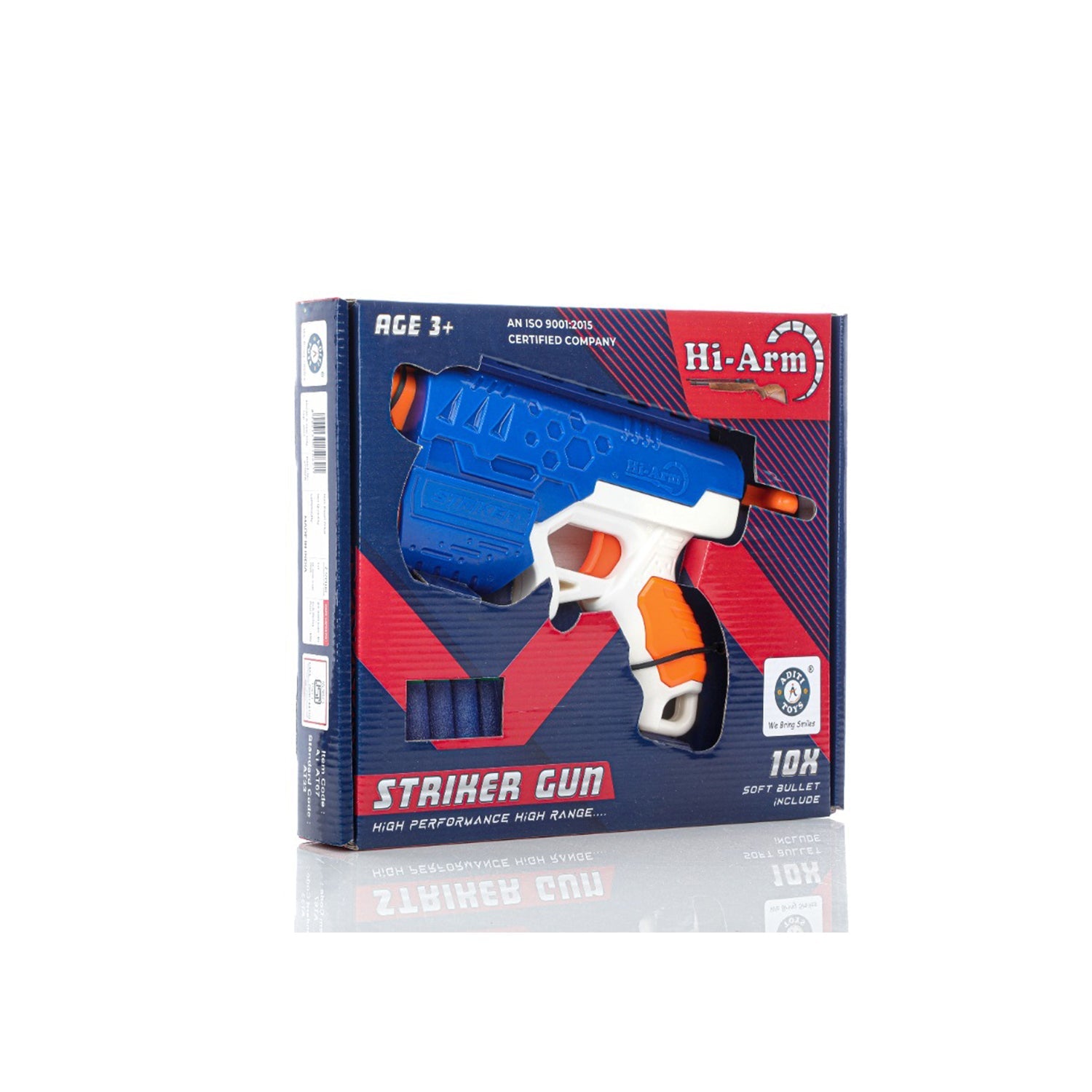 Ergonomic design of the solid build Aditi foam bullet gun.