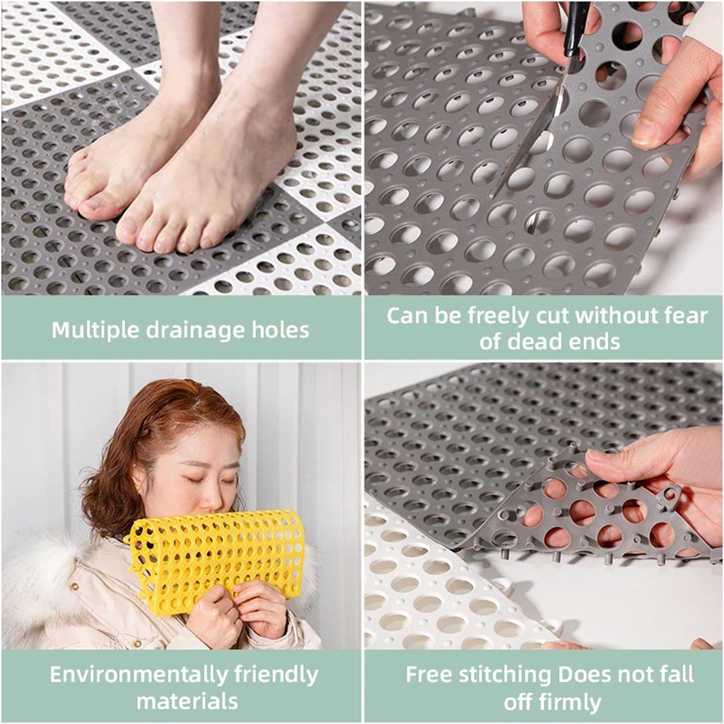 Slip resistant bath mat ensuring safety during bathing.