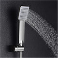 High pressure shower head spraying water, showcasing its powerful jet stream.
