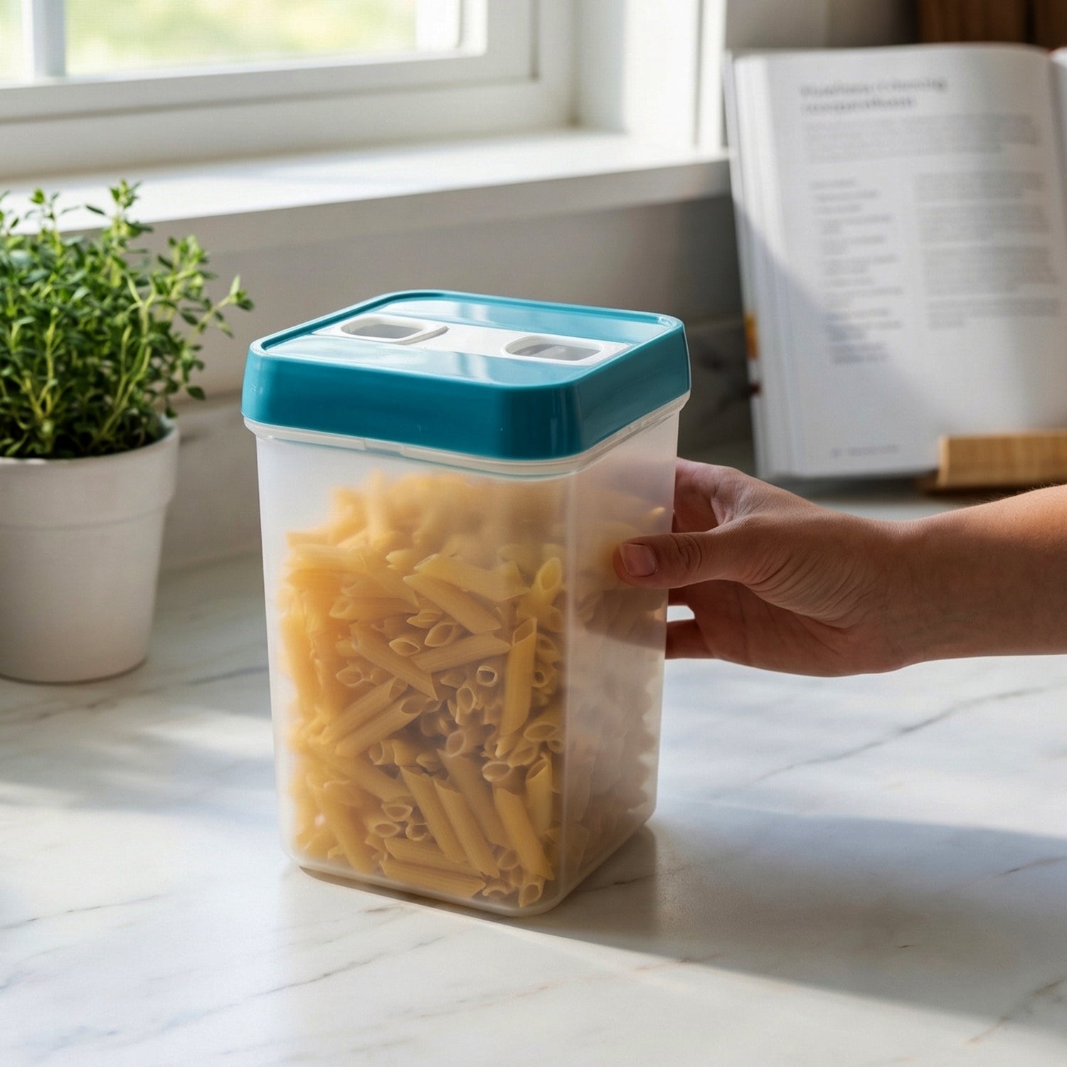 Transparent plastic food storage box for easy content visibility