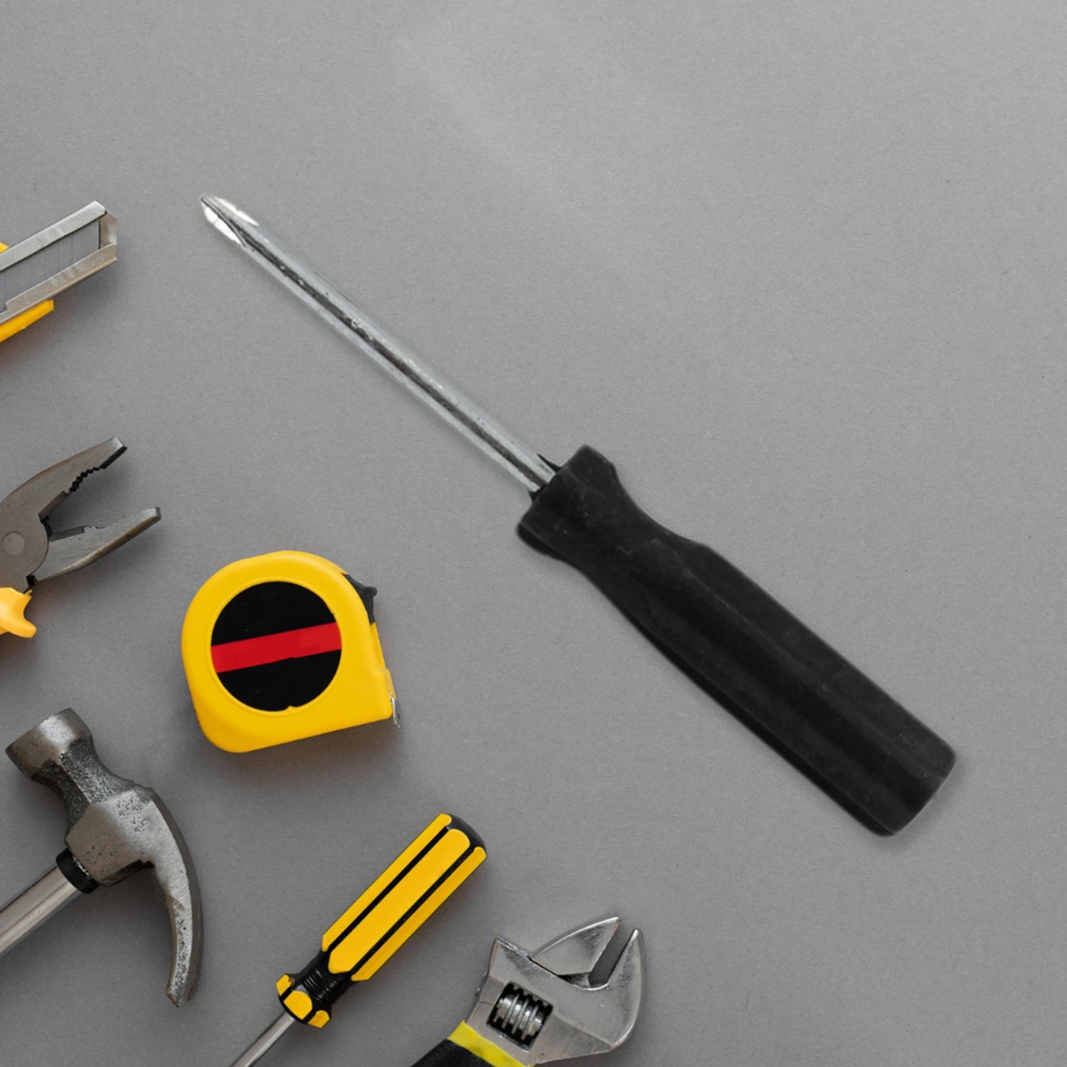 Ergonomic handle of the small Phillips screwdriver for comfortable grip.