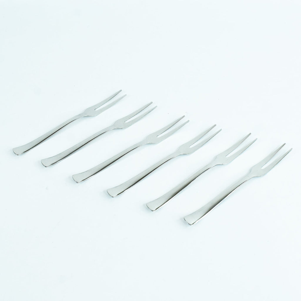 Apex stainless steel fruit fork set showcased for parties and gifting