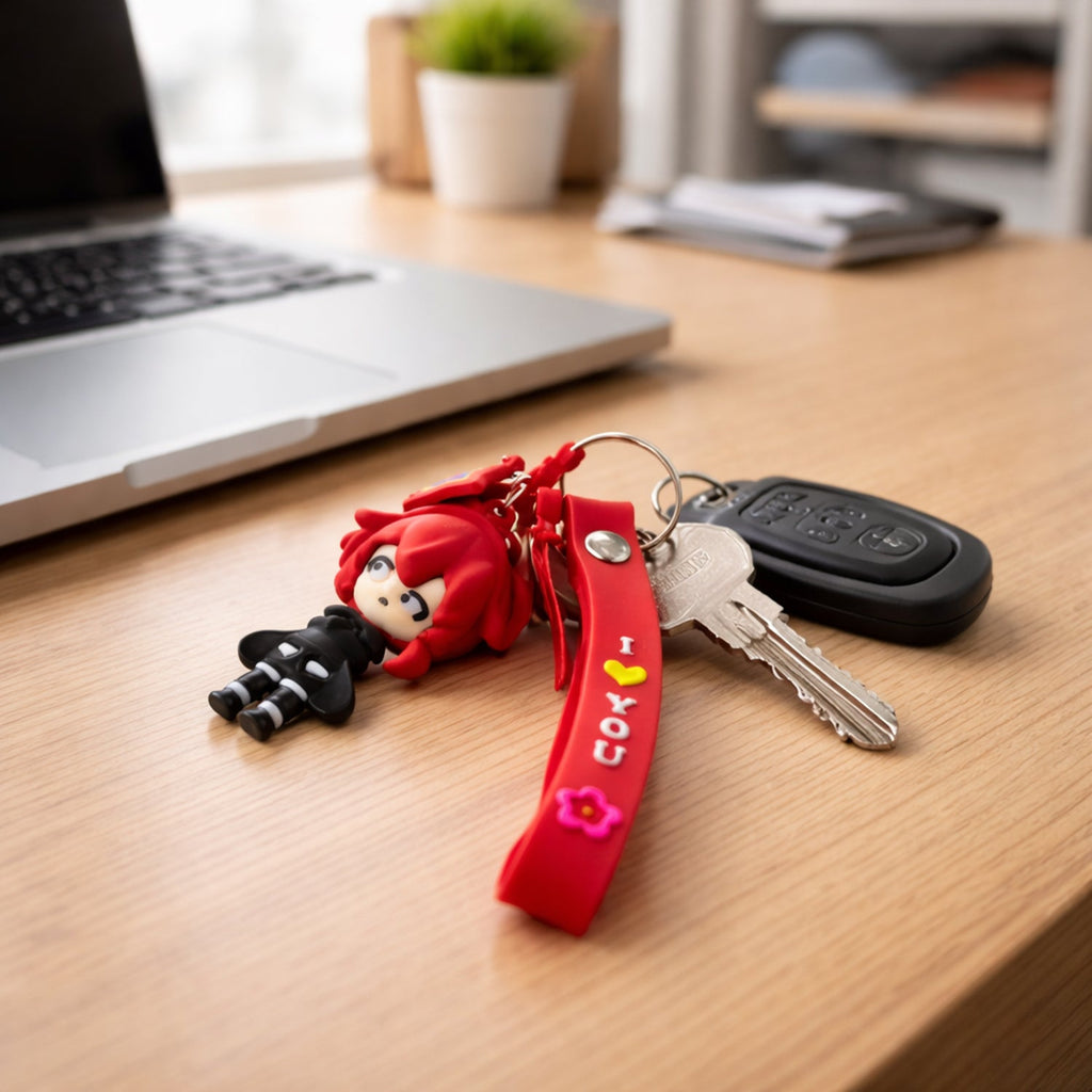 Trendy girl character keychain for bags and keys