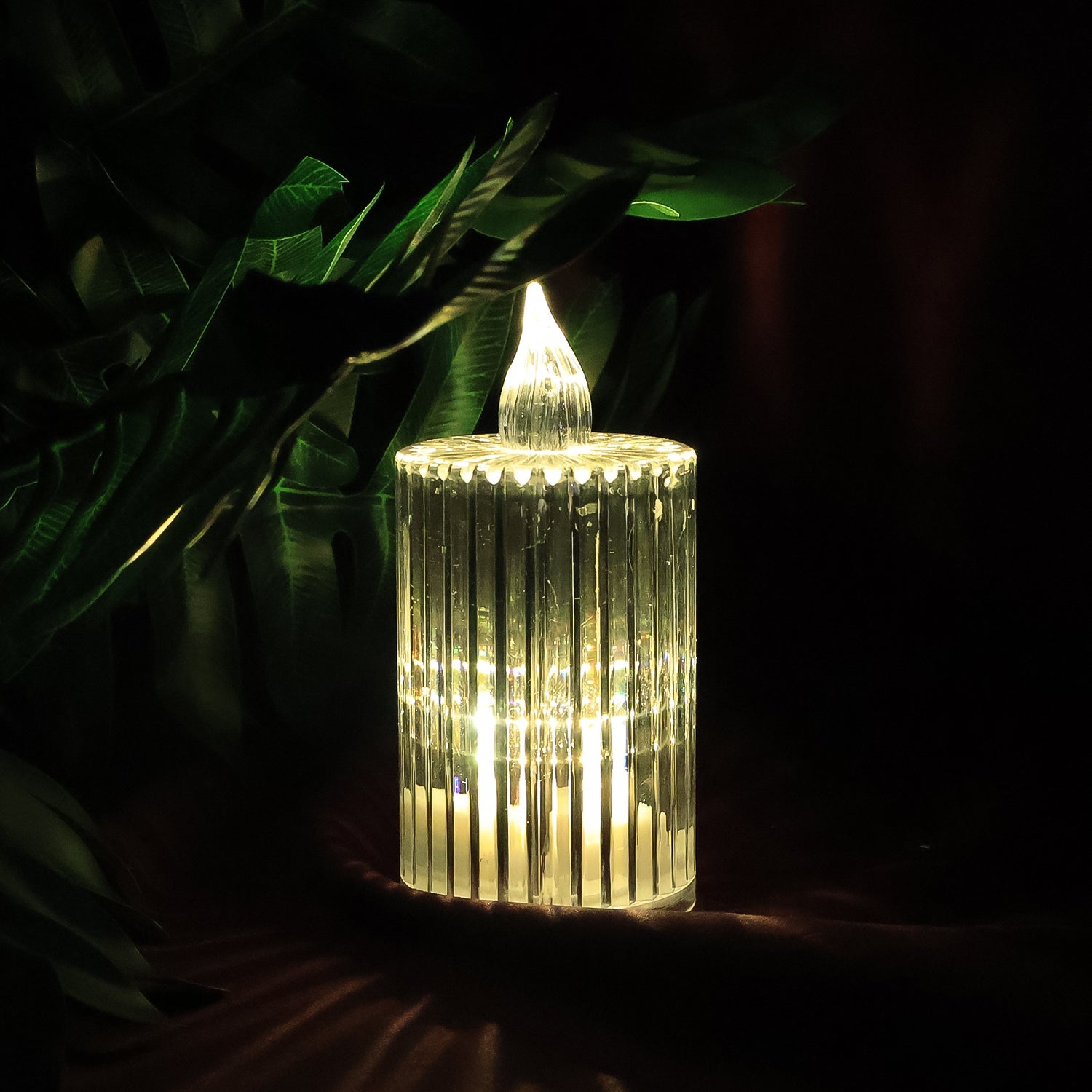 LED flameless candle lights arranged as decorative centerpiece