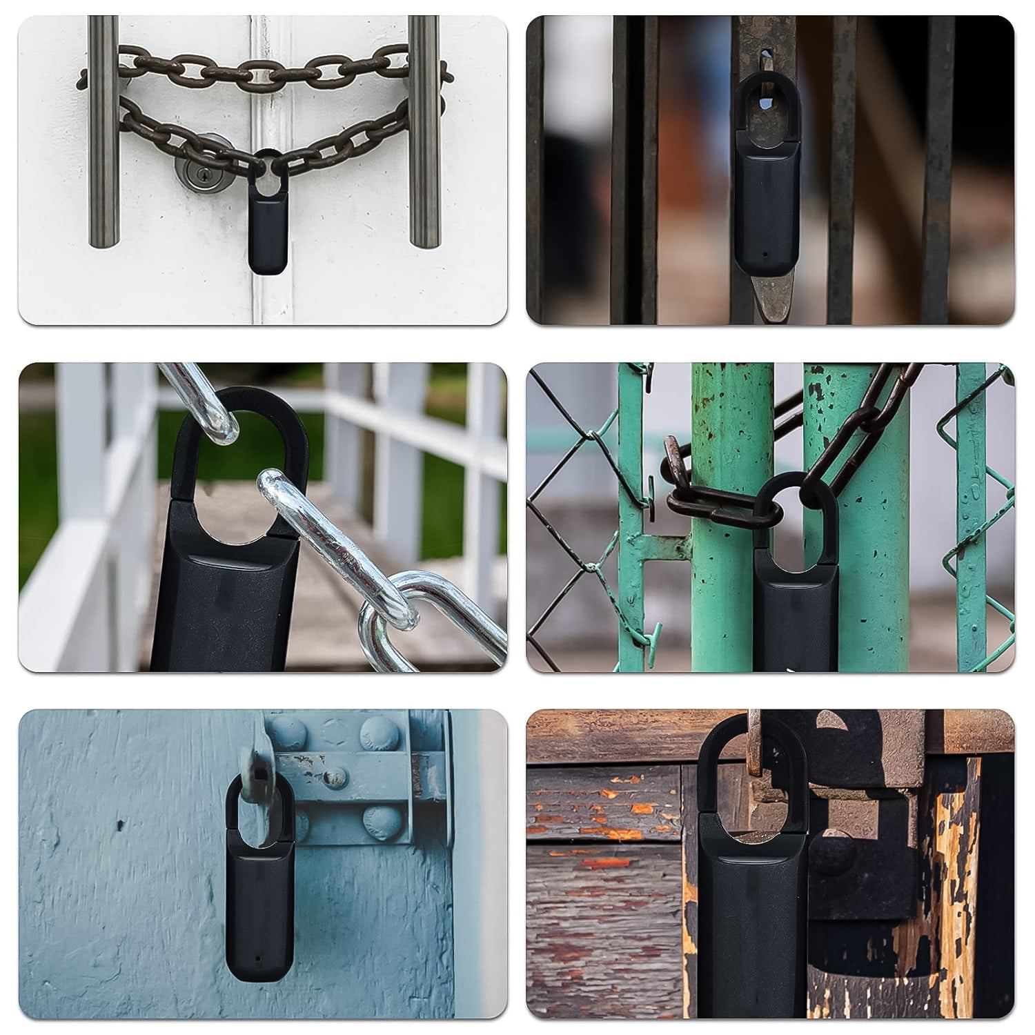 Portable fingerprint padlock with a clear view of the sensor.
