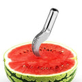 Stainless steel watermelon slicer effortlessly cores and slices fresh fruit.