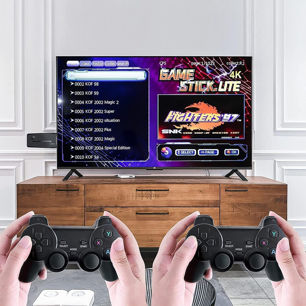 Spark Tots Wireless Gaming Console displaying various retro game screenshots.