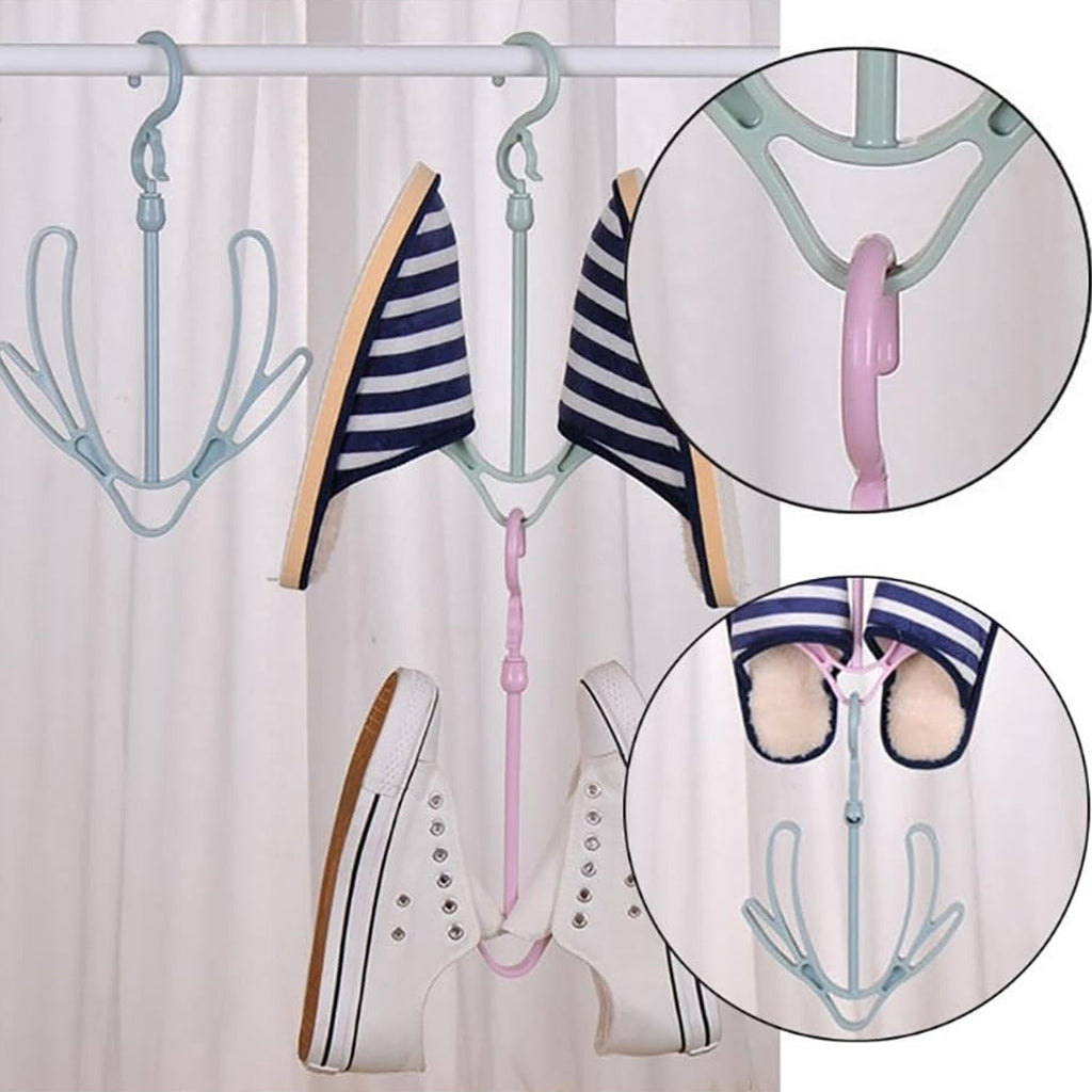 Front view of the Shoe Drying Hanger, showcasing its rotatable design.