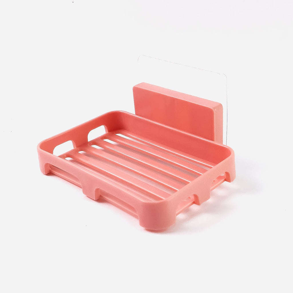 Plastic rectangular soap holder with adhesive backing
