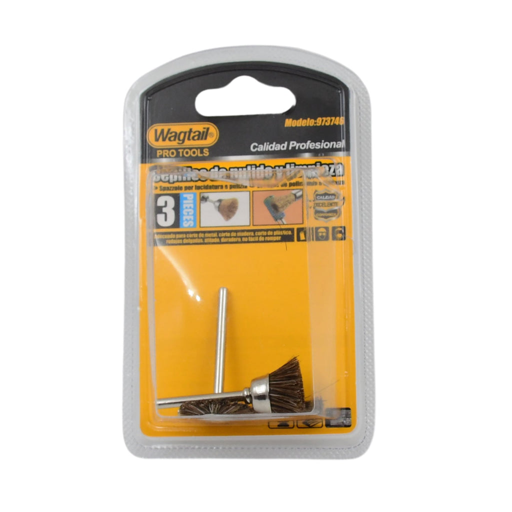 Durable brass abrasive cup brushes, perfect for polishing and aggressive cleaning.