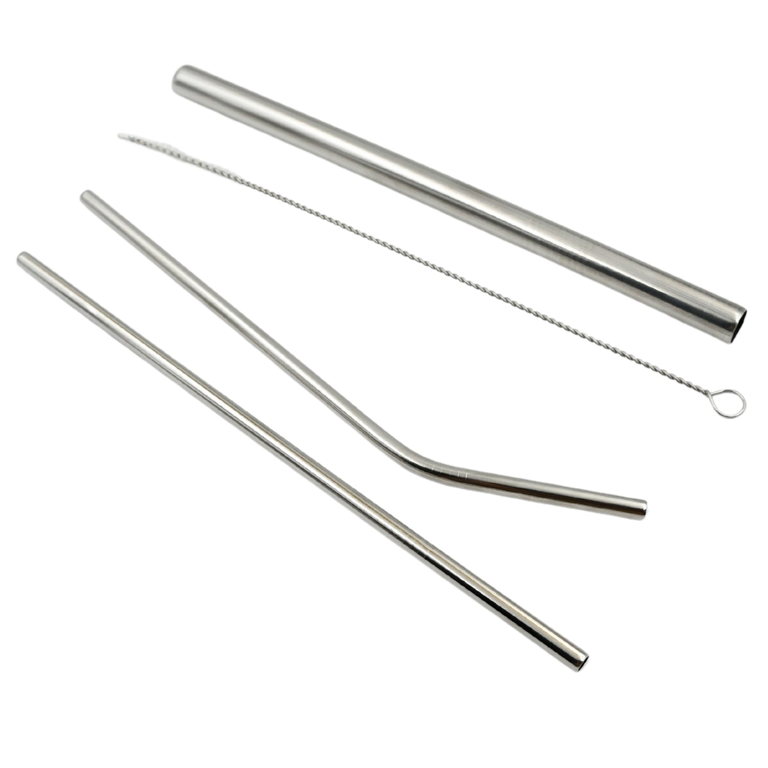 The included cleaning brush for easy maintenance of the reusable stainless steel straws.