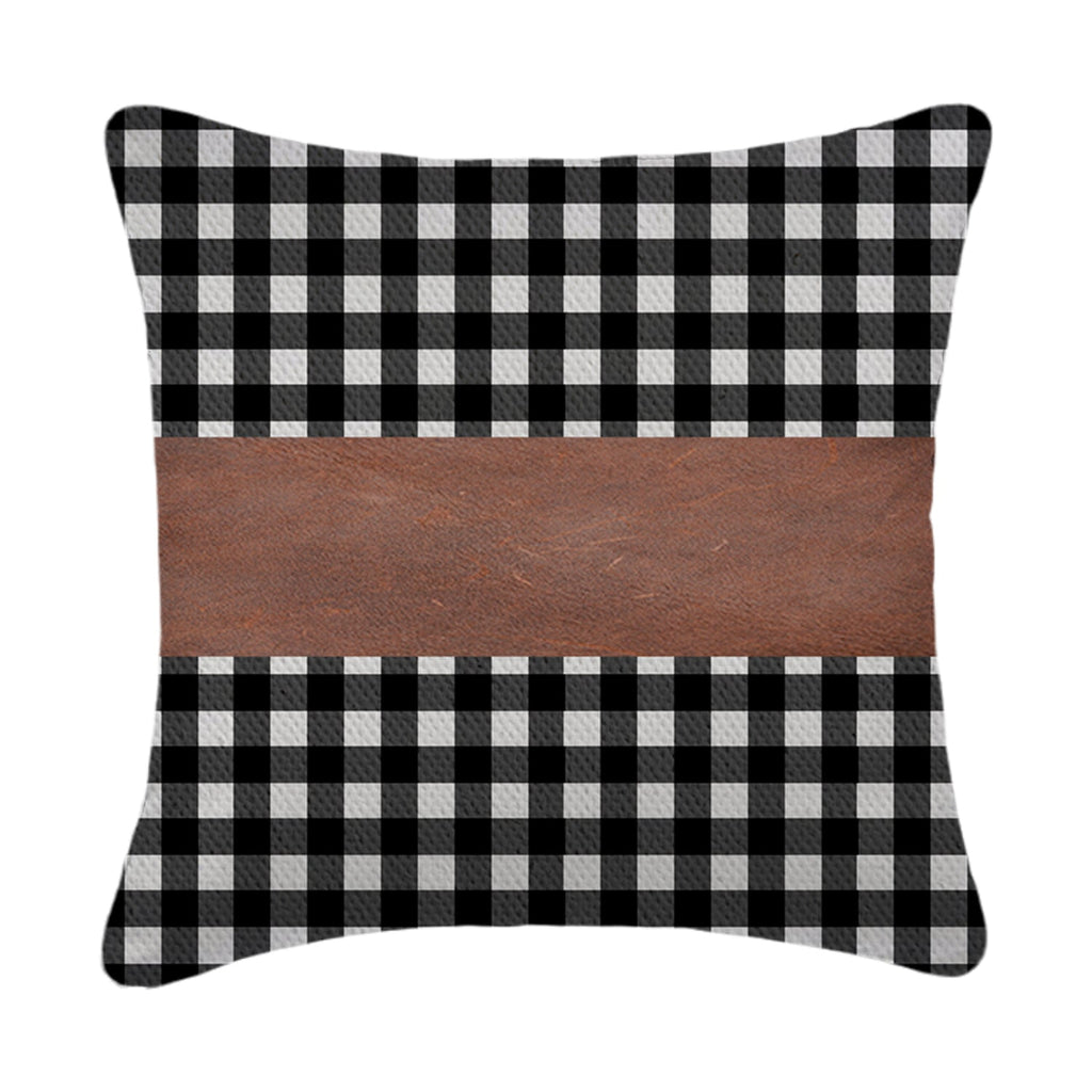 Elegant design of a faux leather and cotton pillow cover enhancing a bedroom.