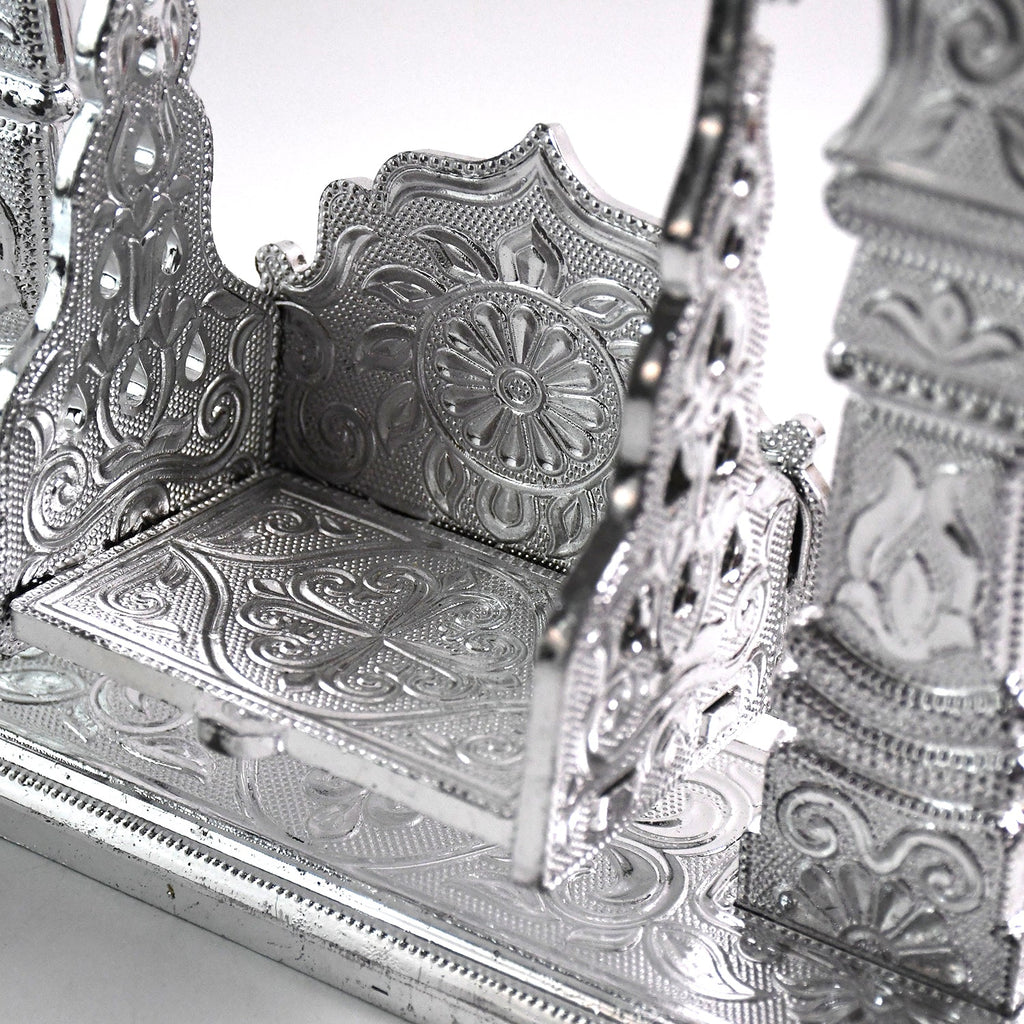 Intricately engraved silver finish Jhula for Laddu Gopal idols