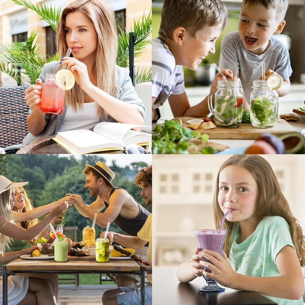 Five durable clear glass drinking straws ready for daily use