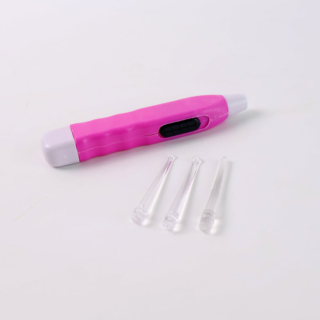 Detailed view of ear pick with LED flashlight suitable for ear care