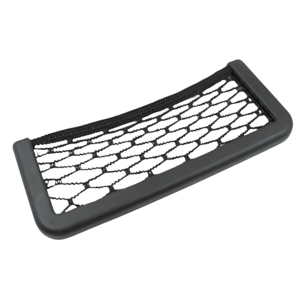 Lifestyle shot of the car seat organizer holding a phone and wallet in a car.