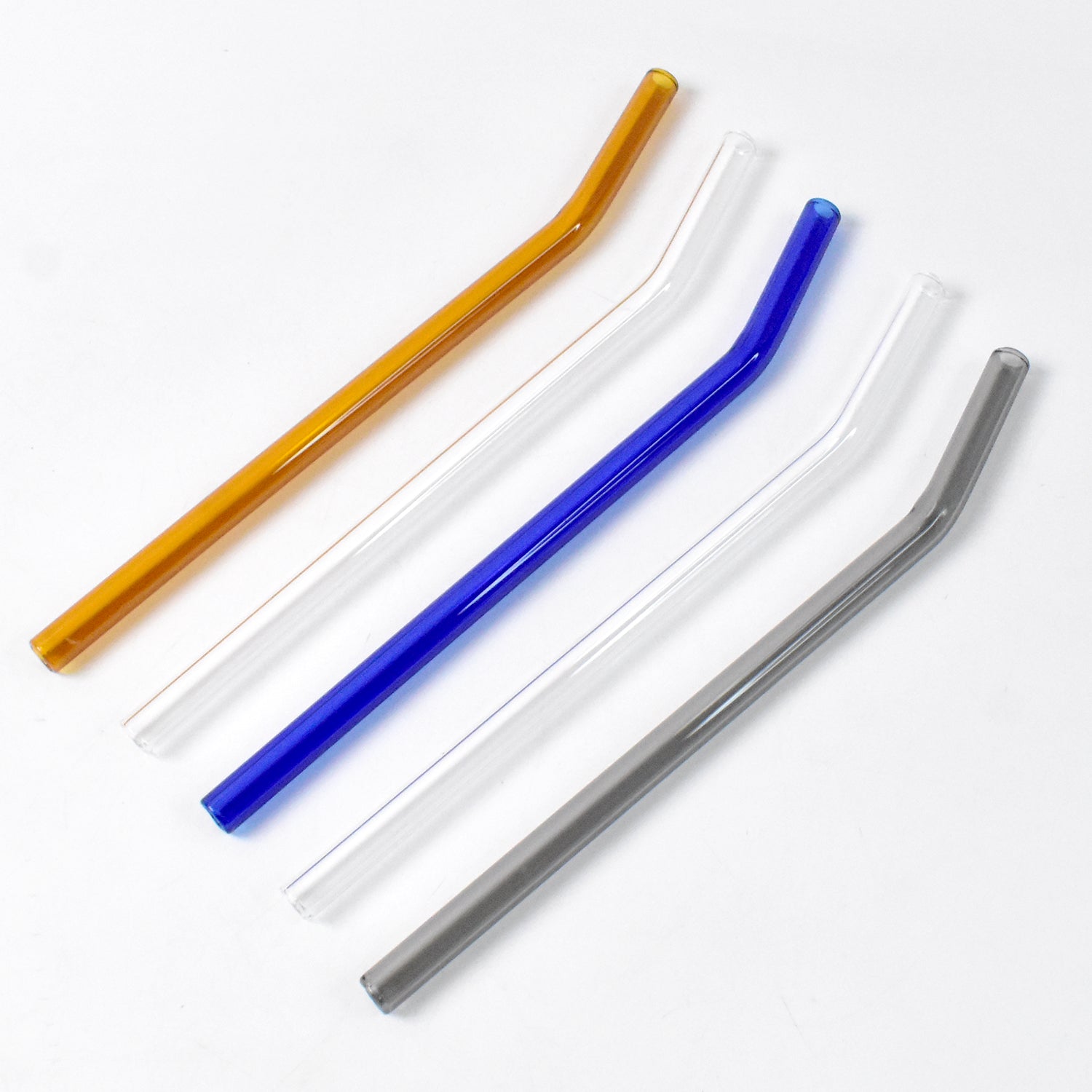 Crystal clear glass drinking straw set for smoothies and juices