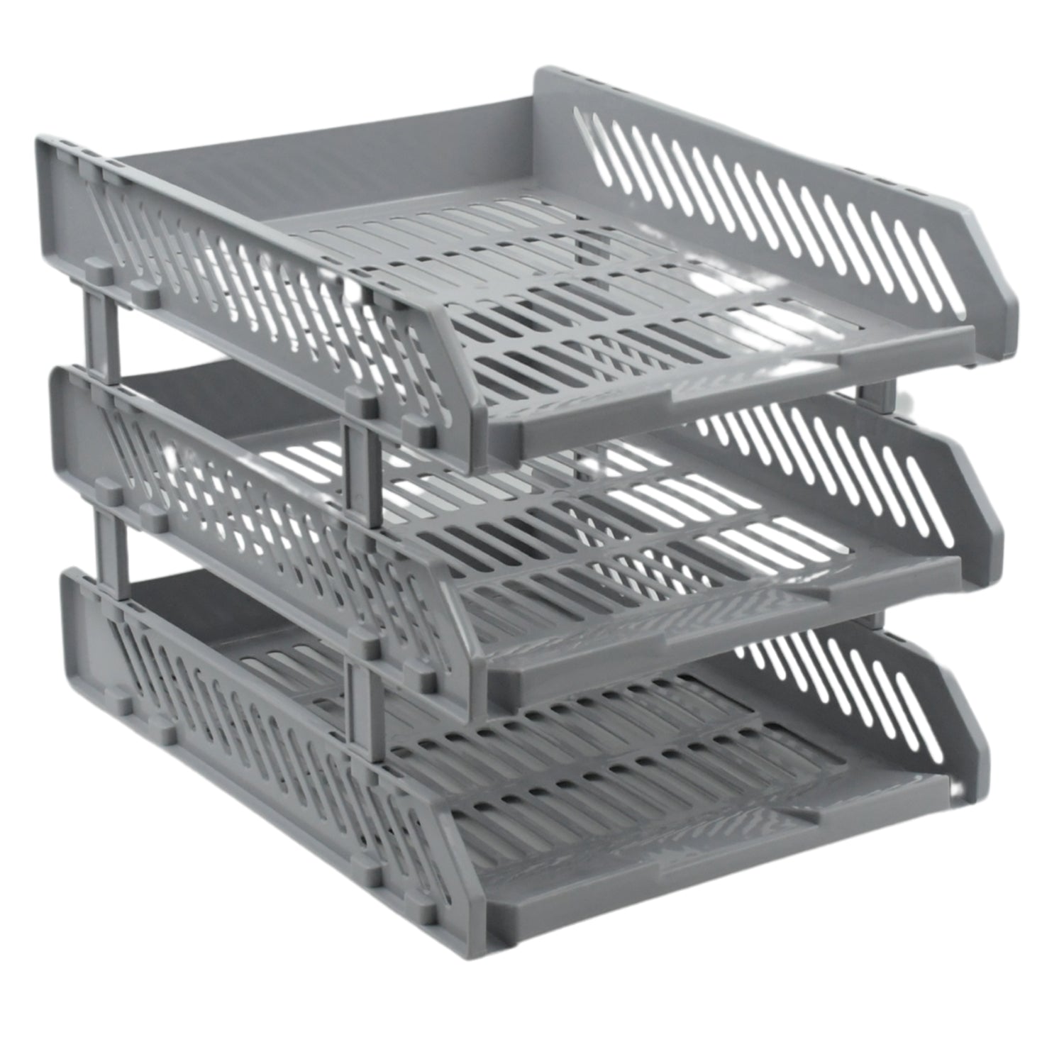Open drawer of a file rack showing organized magazines and folders.